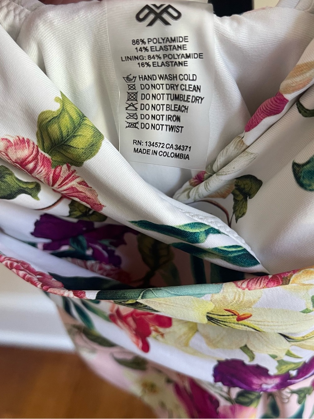 PQ Swim Floral V-Neck Pink and White One-Piece Top - Picture 4 of 7